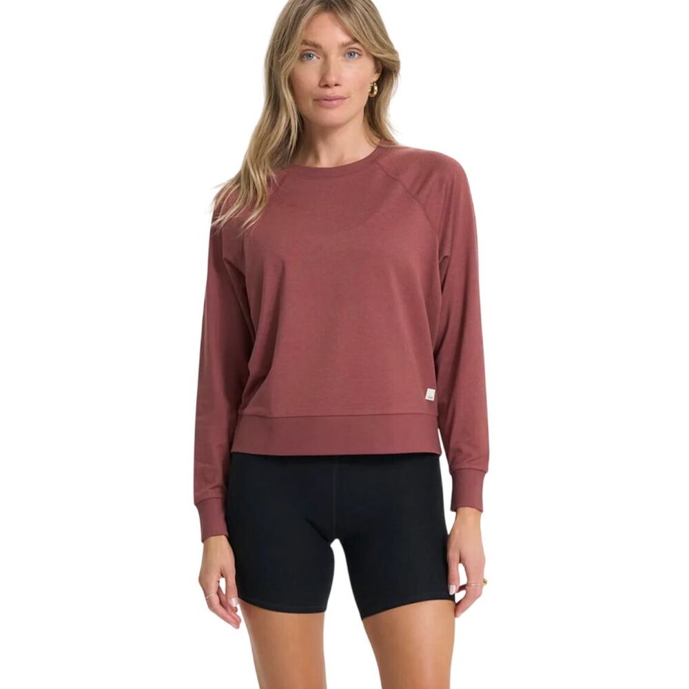 Vuori Long Sleeve Halo Crewneck Top Rosewood Heather Pink Women's Large